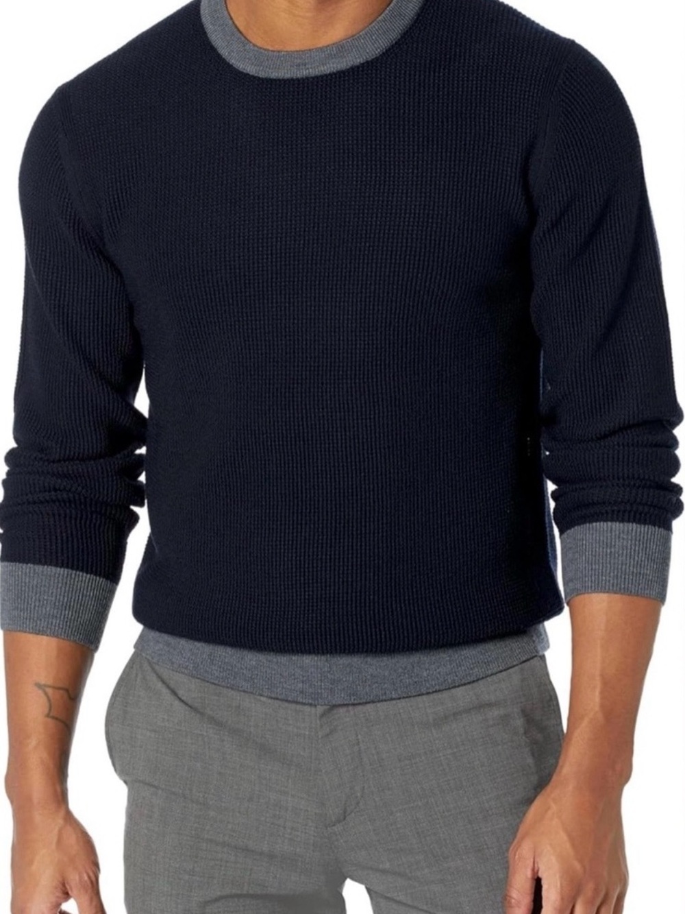 Theory Dark Navy Gray Crewneck Sweater Men’s Large NWOT - Picture 10 of 13